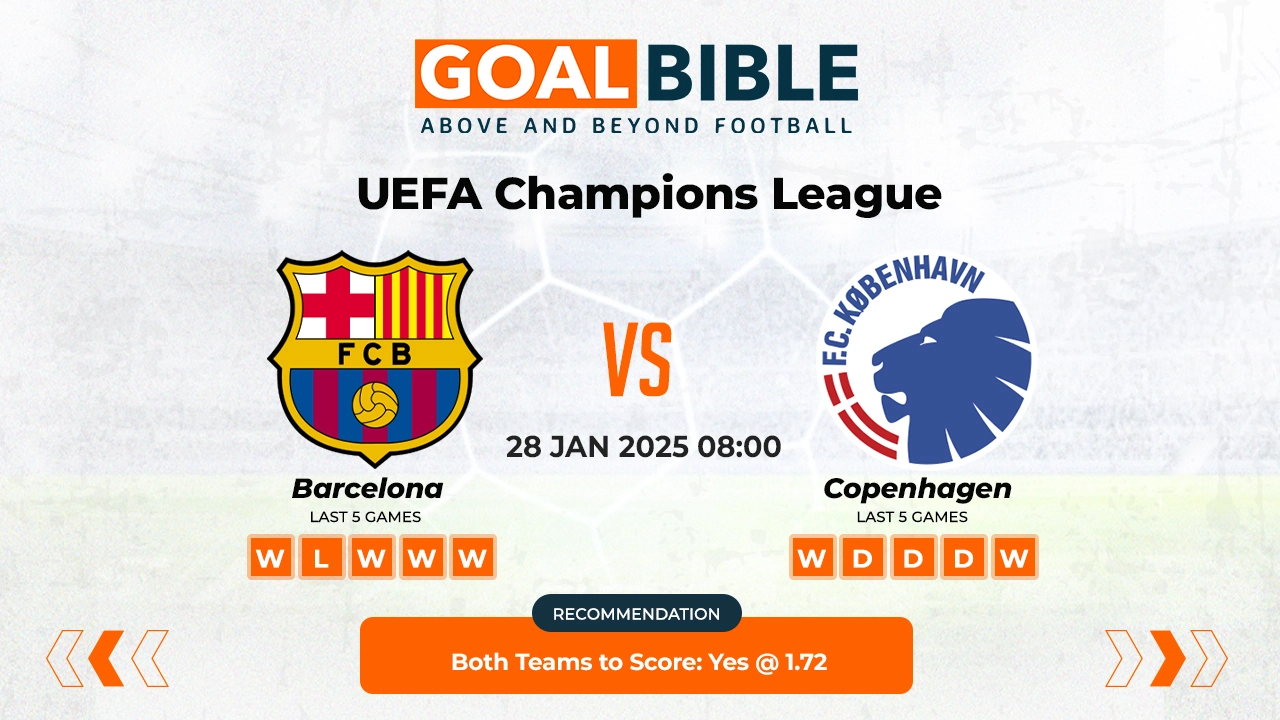 Barcelona vs Copenhagen Prediction & Analysis | GoalBible Free Predictions, Stats, Tips & Odds
