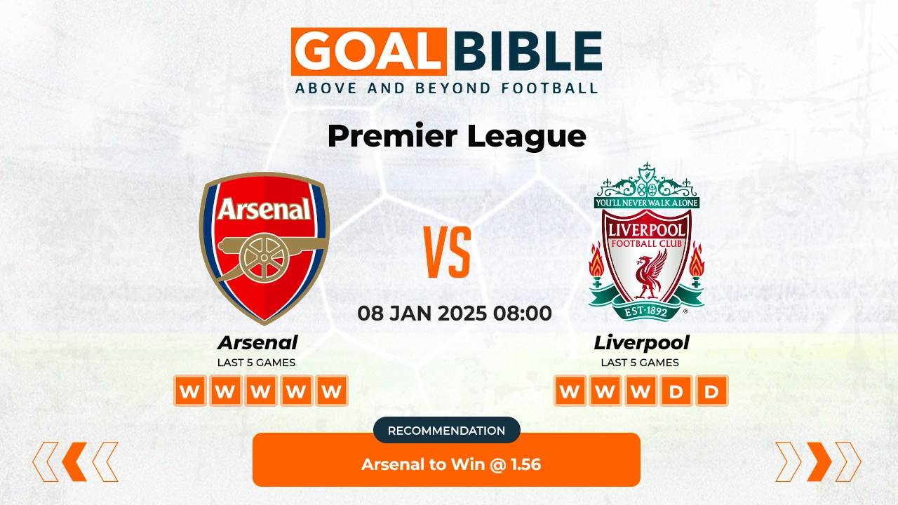 Arsenal vs Liverpool Prediction & Analysis | GoalBible Free Predictions, Stats, Tips & Odds