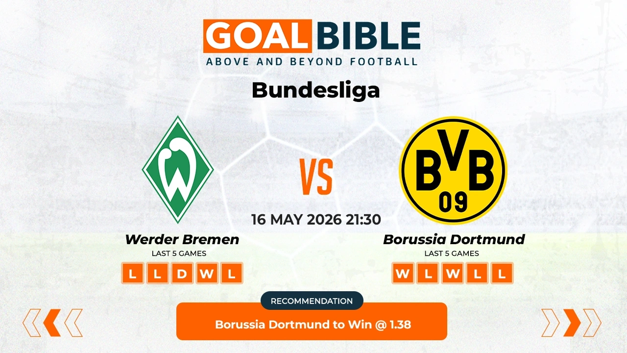 Werder Bremen vs Borussia Dortmund Free Prediction & Betting Tips | May 2026