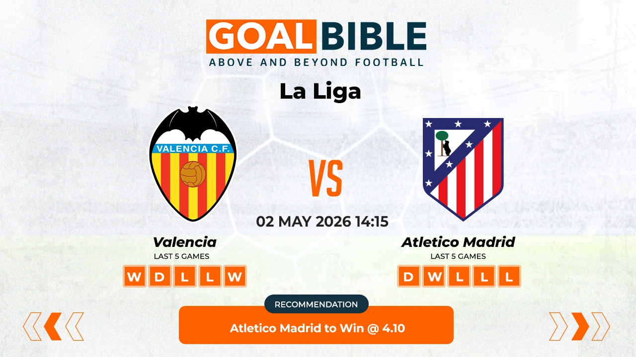 Valencia vs Atletico Madrid Prediction & Analysis | GoalBible Free Predictions, Stats, Tips & Odds
