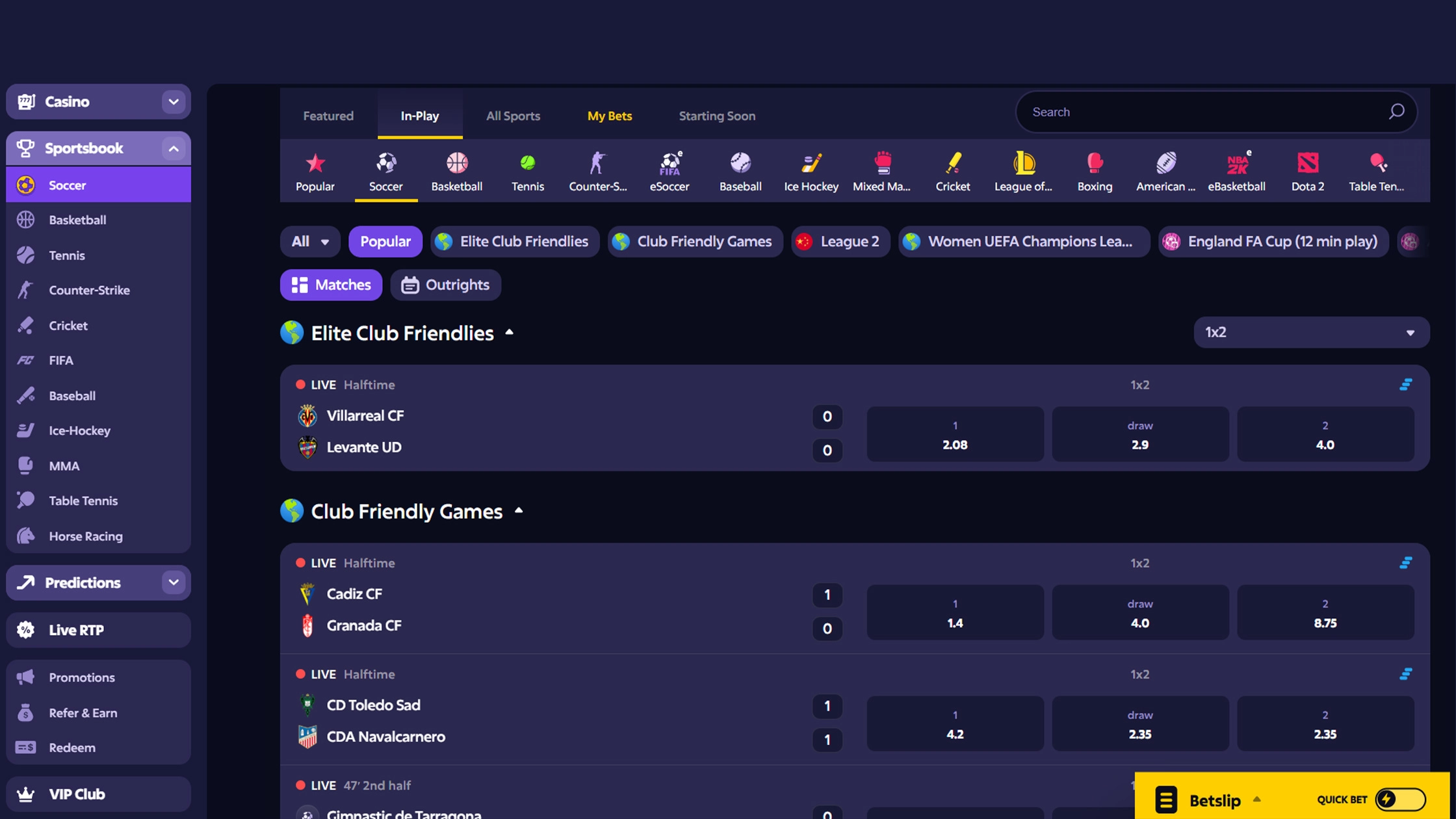 Betby Sidebar layout