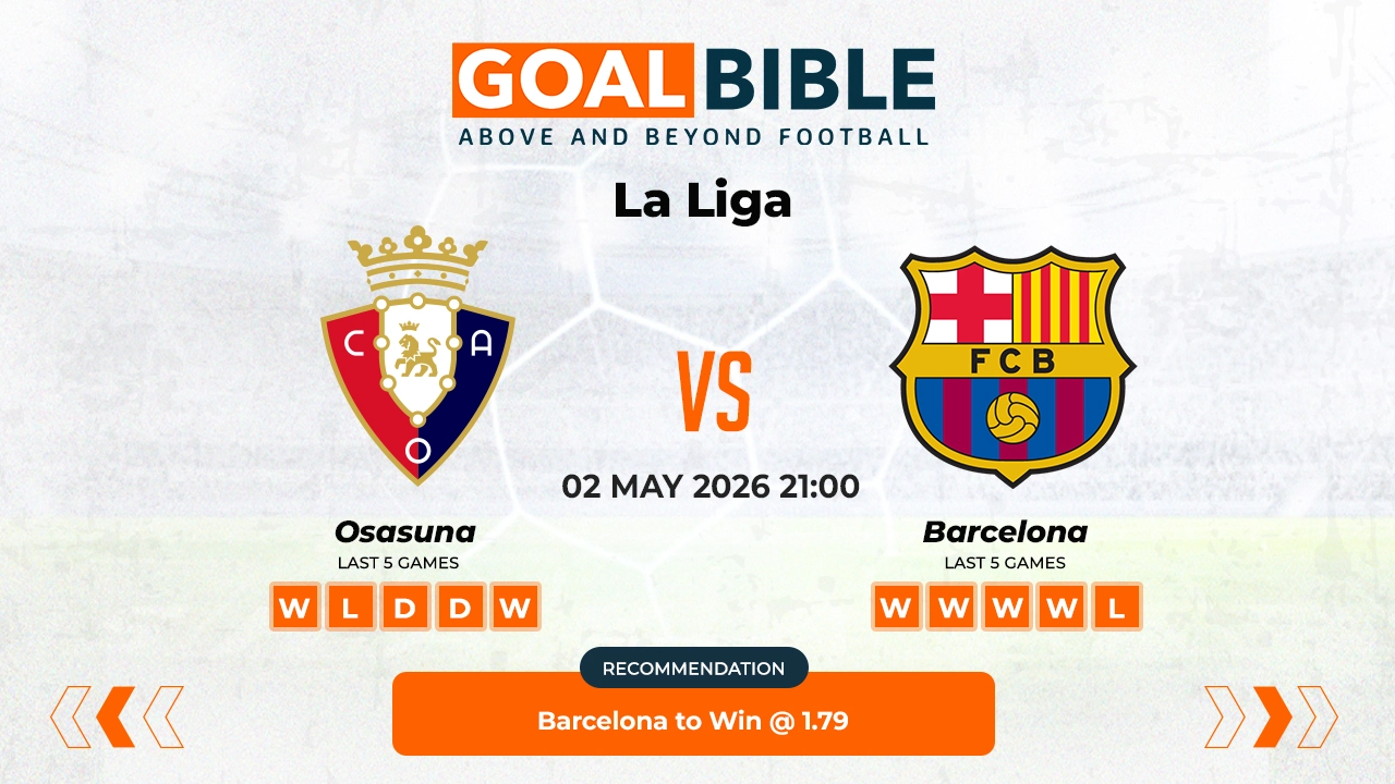 Osasuna vs Barcelona La Liga Best and Free Prediction Odds and Stats by GoalBible.