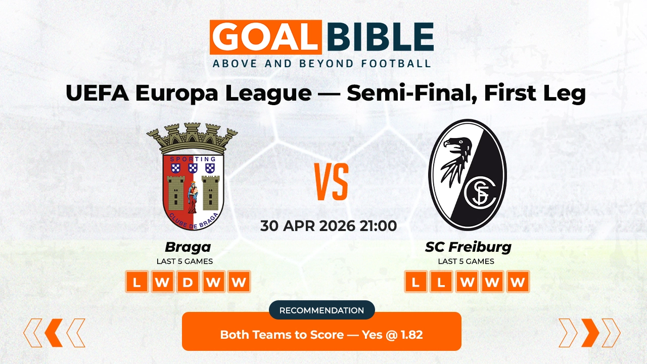 Braga vs SC Freiburg UEFA Europa League Best and Free Prediction Odds and Stats by GoalBible.