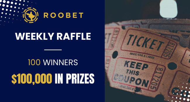 Roobet $100,000 Weekly Raffle just wager and win free cash prizes