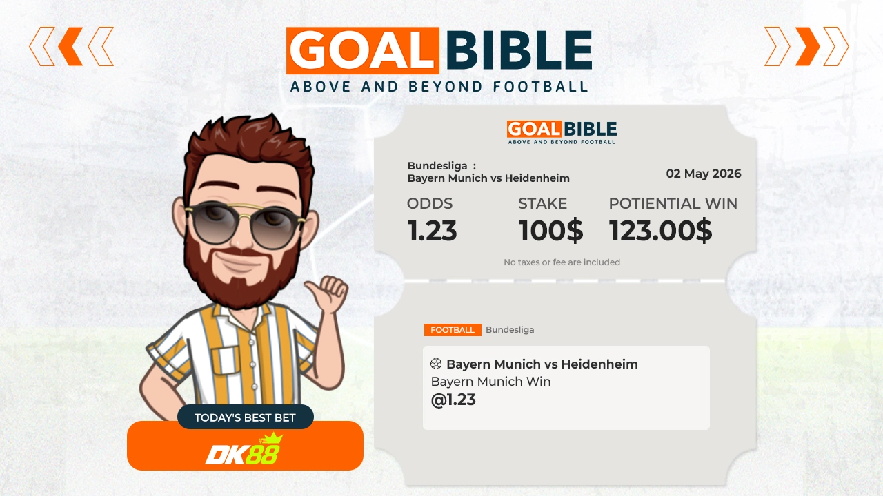 Bundesliga Bayern Munich vs Heidenheim best & free betting tips with DK88 by GoalBible.