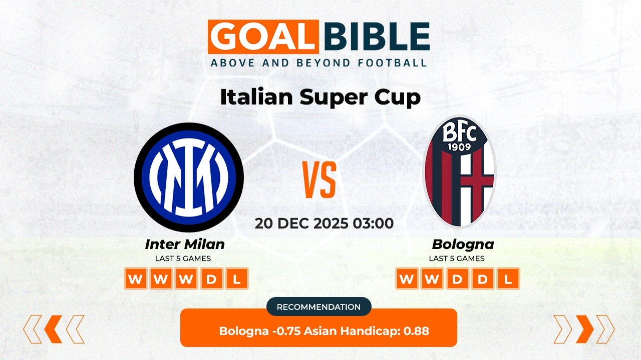Inter Milan vs Bologna Italian Super Cup Best and Free Prediction Odds and Stats by GoalBible