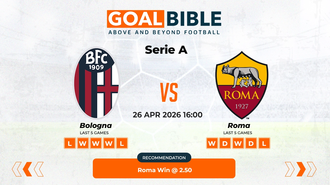 Bologna vs Roma Serie A Best and Free Prediction Odds and Stats by GoalBible.
