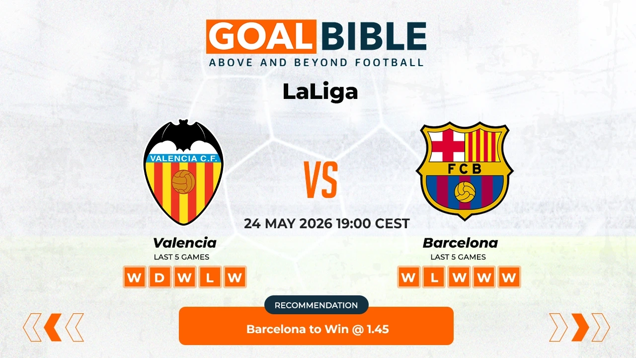 Valencia vs Barcelona LaLiga Best and Free Prediction Odds and Stats by GoalBible.