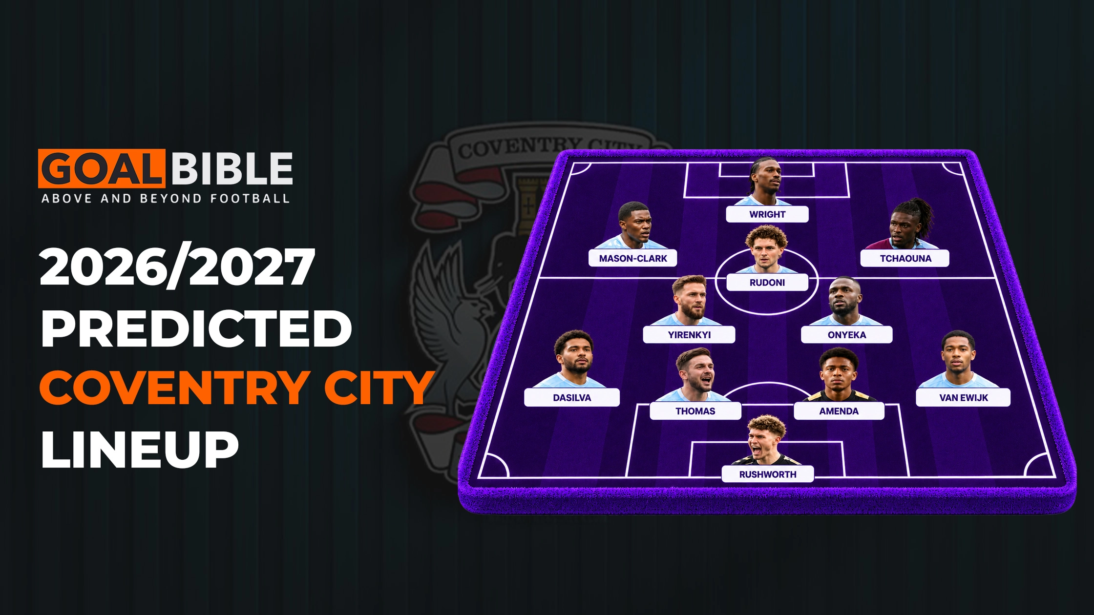 Predicted lineup for Coventry City 2026/27 Season