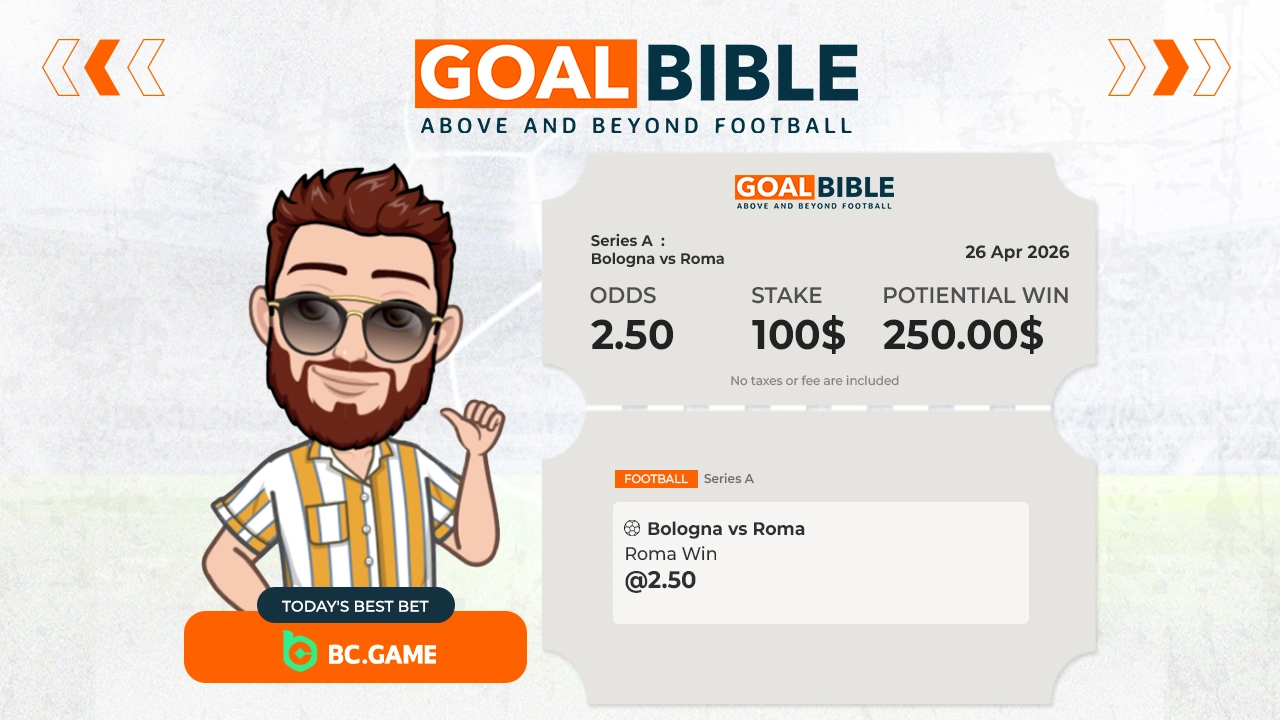 Serie A Bologna vs Roma best & free betting tips with BC Game by GoalBible.