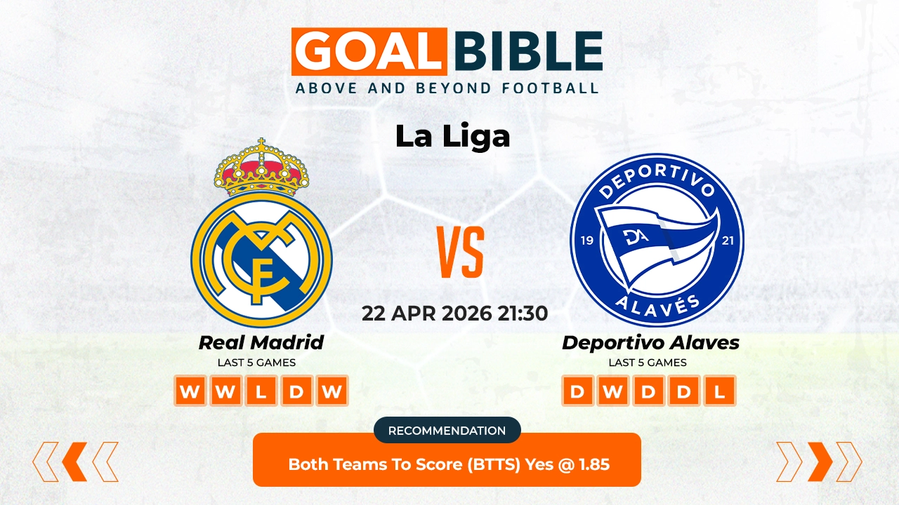 Real Madrid vs Deportivo Alaves La Liga Best and Free Prediction Odds and Stats by GoalBible.