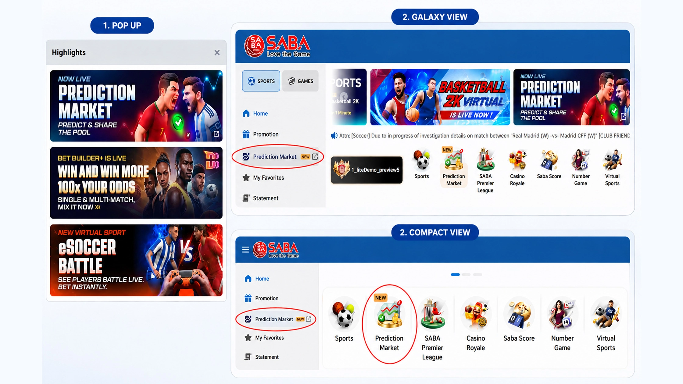 3 ways to access  to Saba Sport Prediction Market