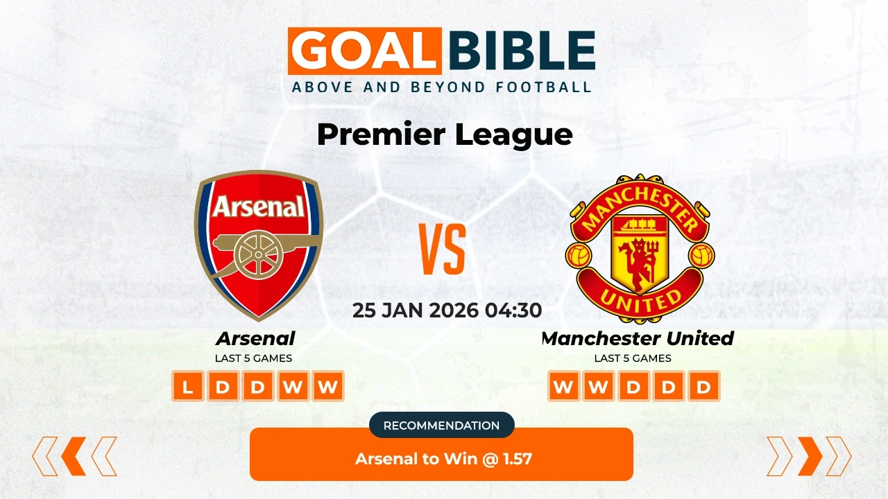 Arsenal vs Manchester United Premier League Best and Free Prediction Odds and Stats by GoalBible