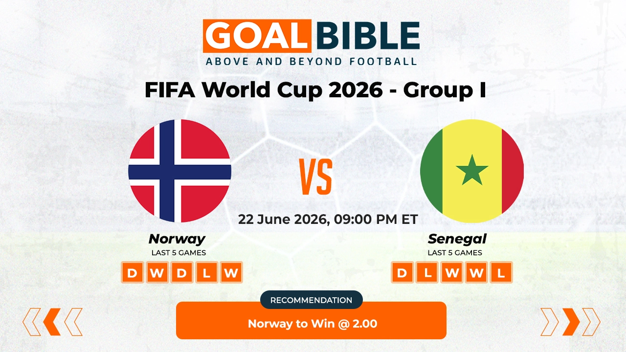 Norway vs Senegal FIFA World Cup 2026 Best and Free Prediction Odds and Stats by GoalBible.