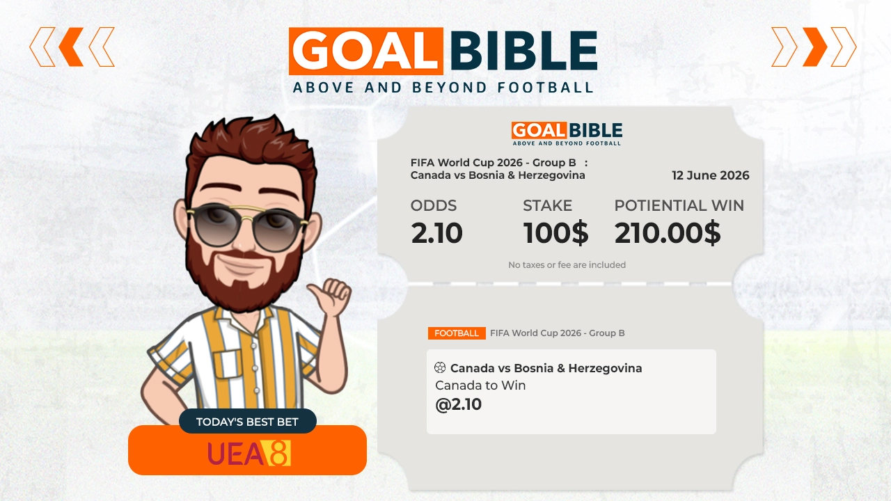 FIFA World Cup 2026 Group B Canada vs Bosnia Herzegovina best & free betting tips with UEA8 by GoalBible.