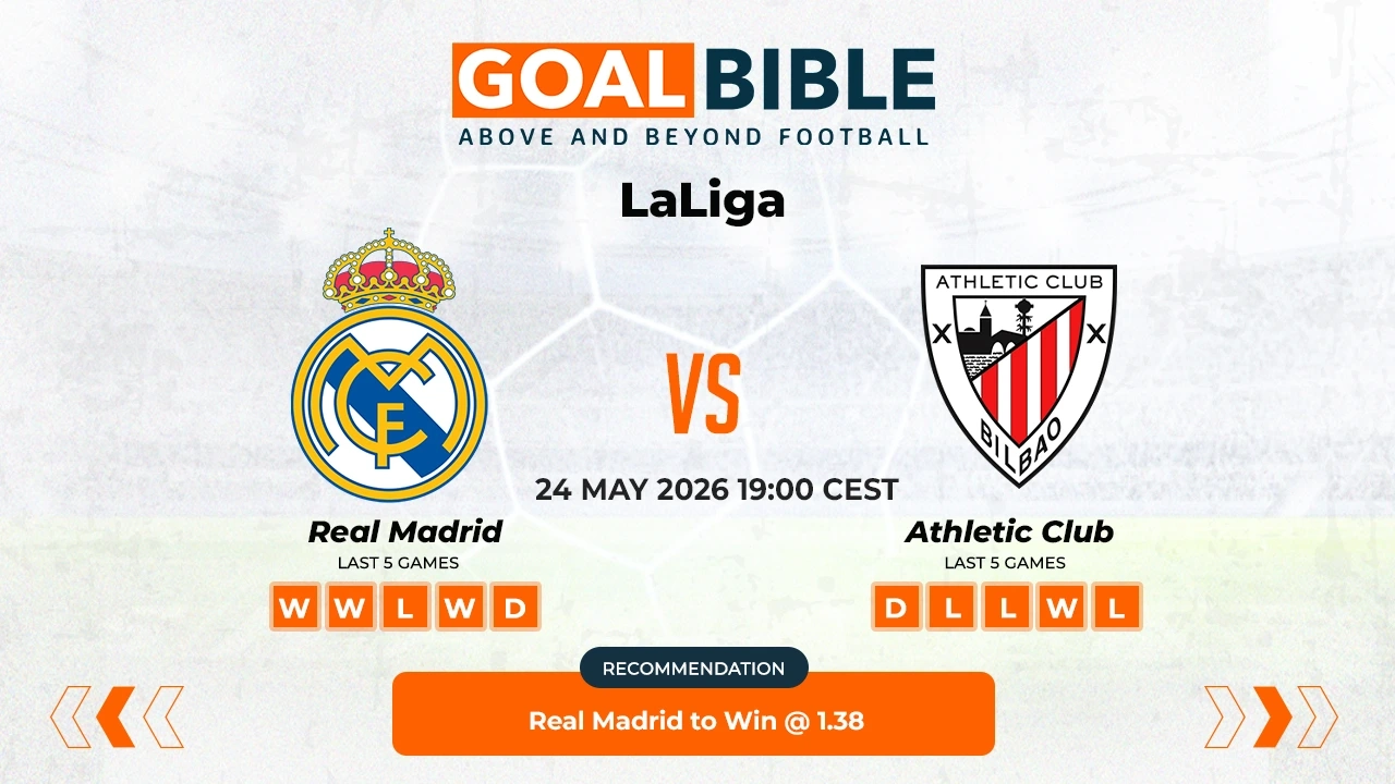 Real Madrid vs Athletic Club LaLiga Best and Free Prediction Odds and Stats by GoalBible.