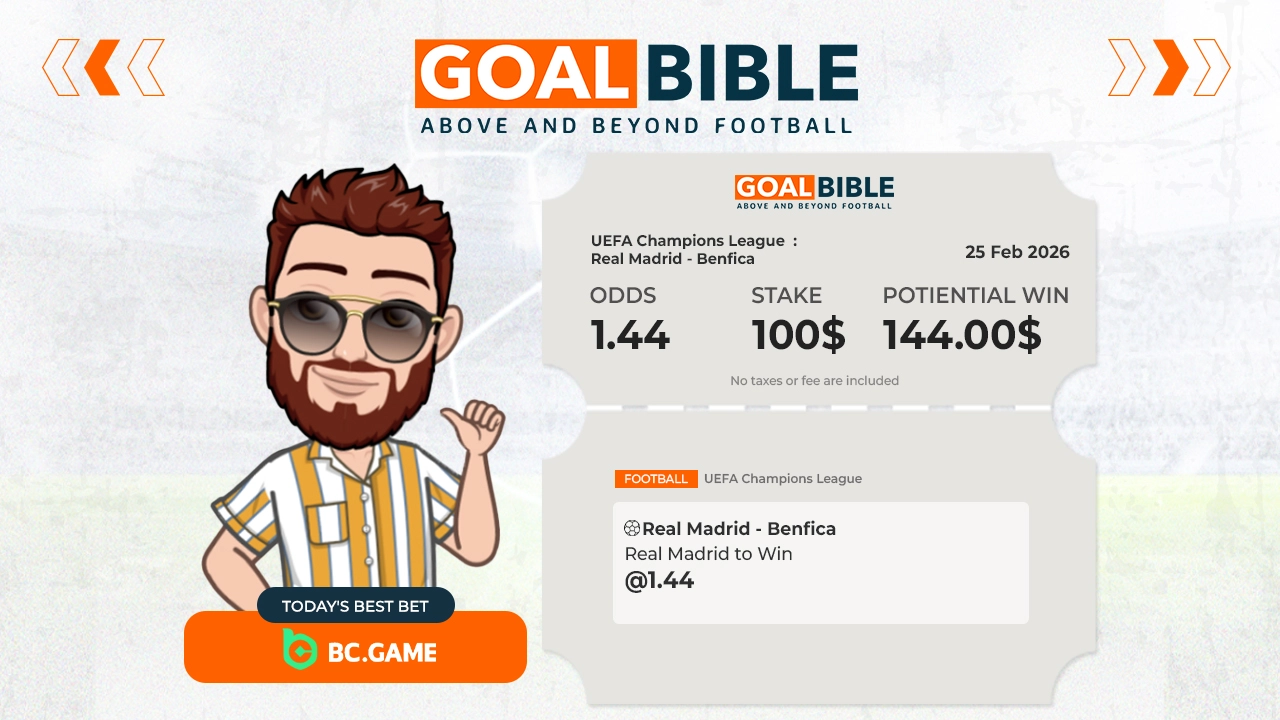 Real Madrid vs Benfica betting tips, stats and expert picks. Check the best odds at BC Game and place your bet early.