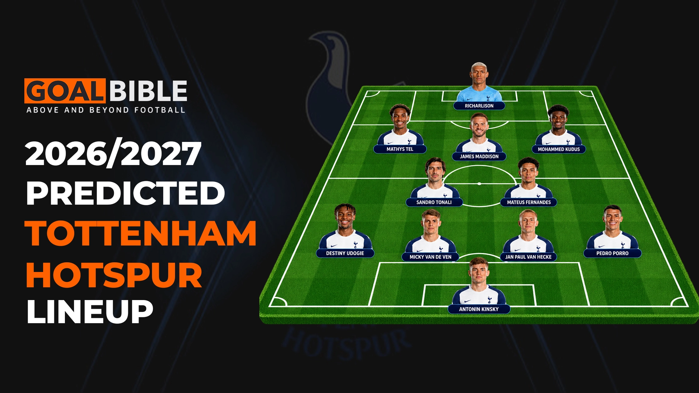 Tottenham 2026/27 season predicted lineup