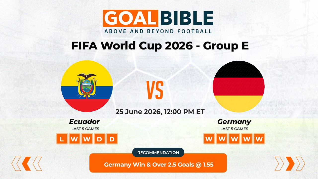 Ecuador vs Germany FIFA World Cup 2026 Best and Free Prediction Odds and Stats by GoalBible.