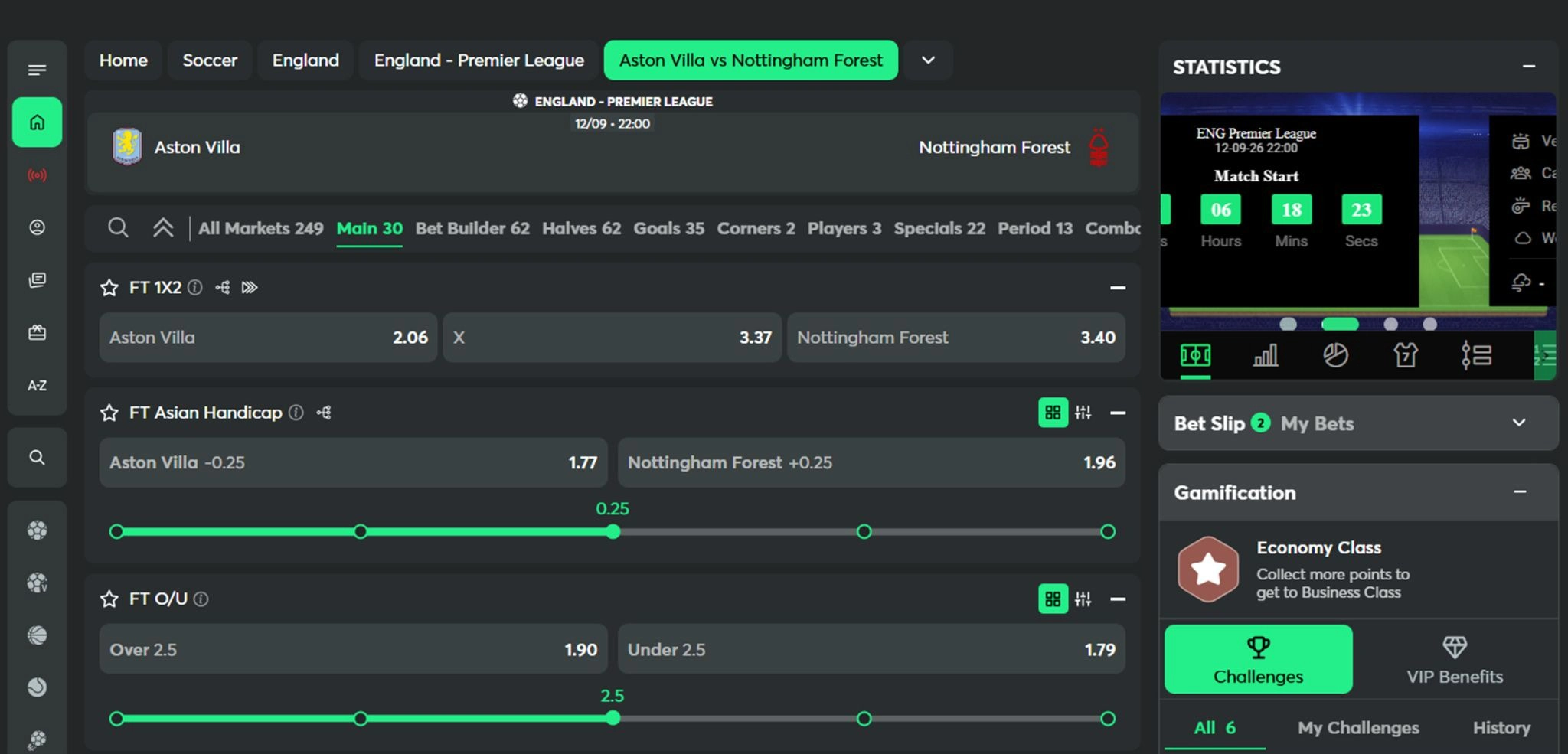 BTi Sports layout overview and odds compare in BC Game
