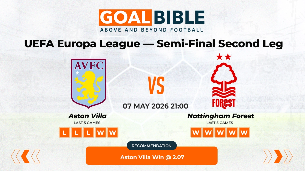 Aston Villa vs Nottingham Forest Europa League Semi-Final Best and Free Prediction Odds and Stats by GoalBible.