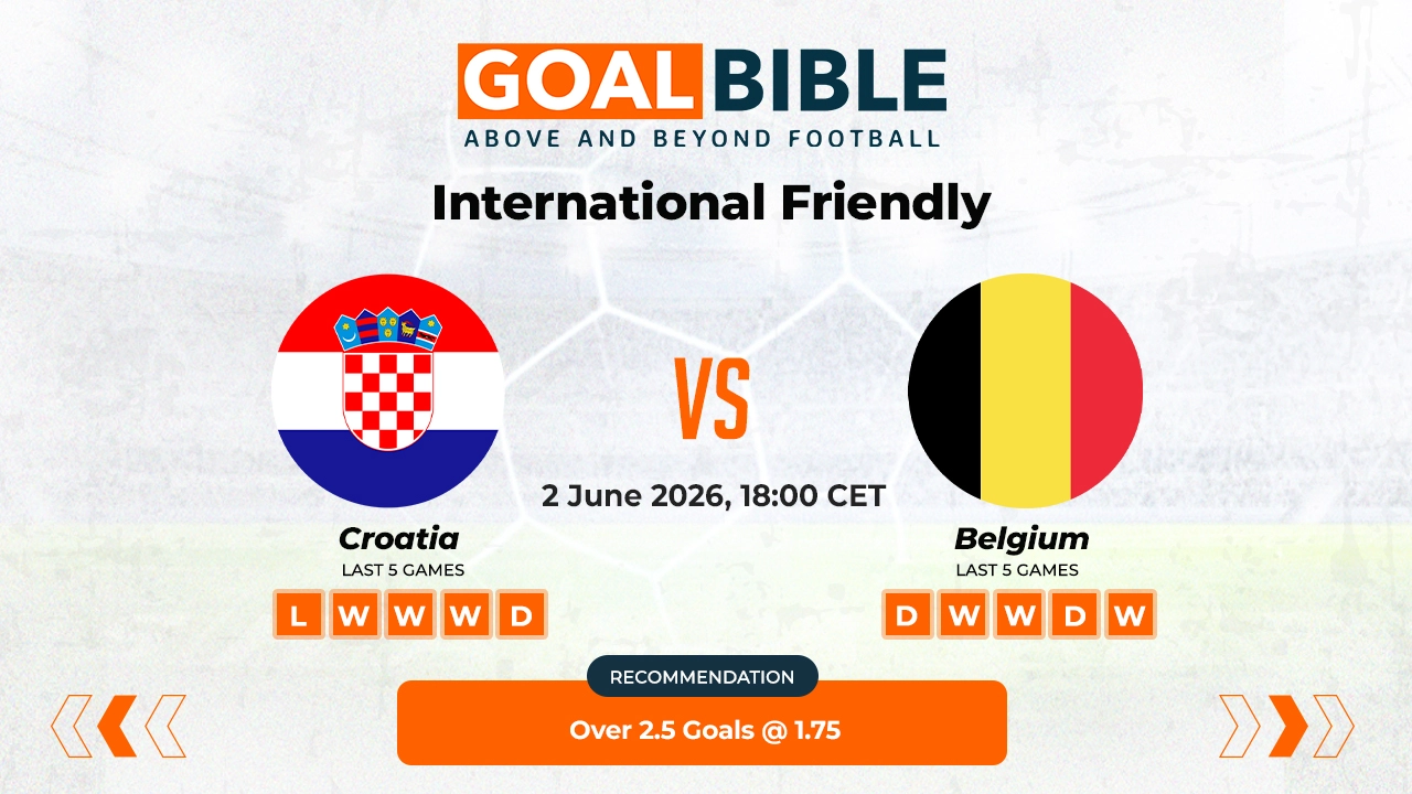 Croatia vs Belgium International Friendly Best and Free Prediction Odds and Stats by GoalBible.