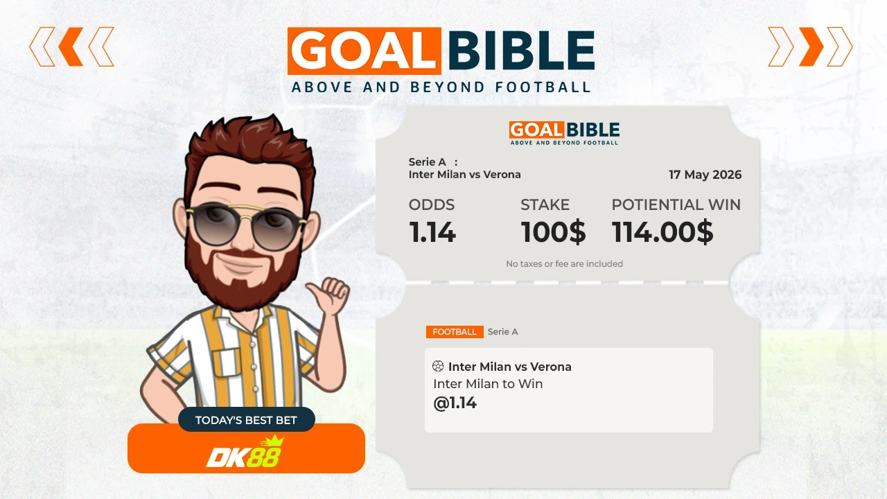 Italian Serie A Inter Milan vs Hellas Verona best & free betting tips with DK88 by GoalBible.