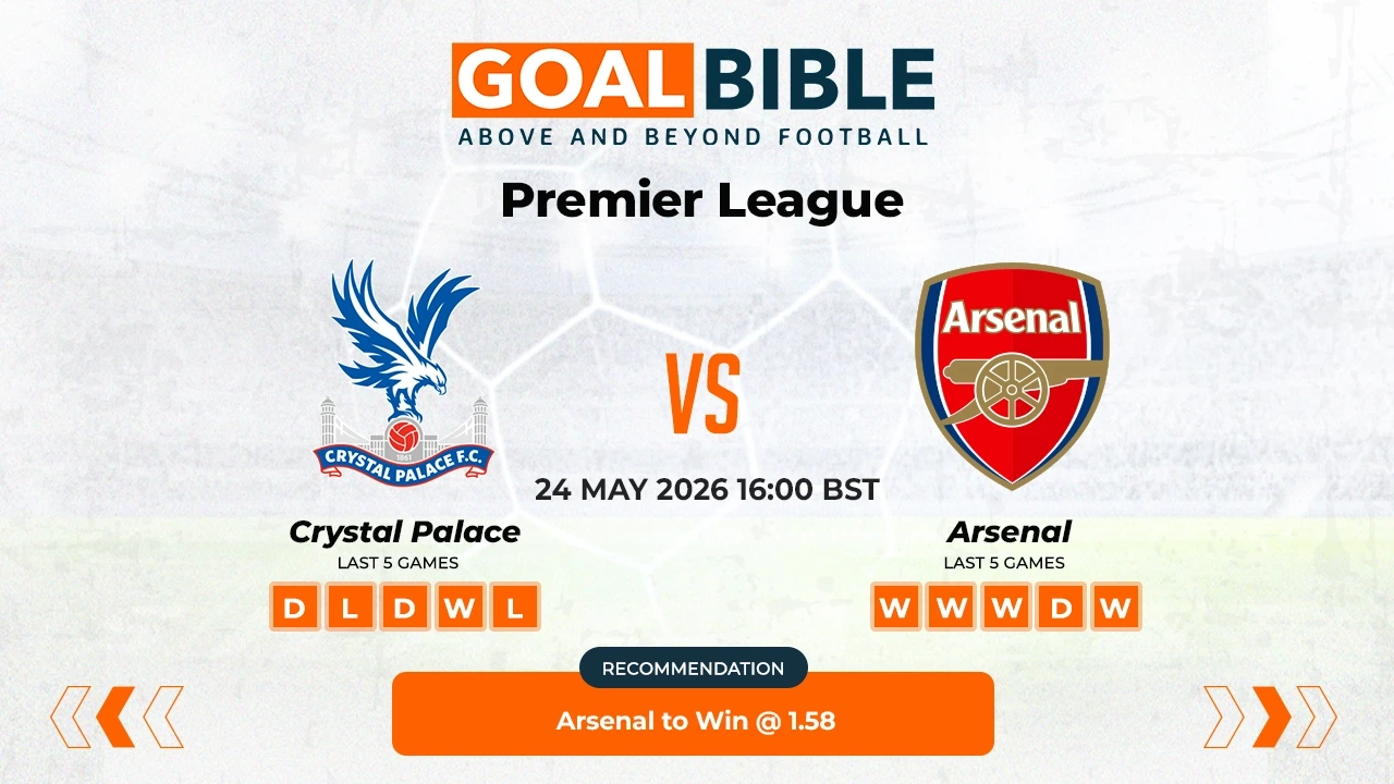 Crystal Palace vs Arsenal Premier League Best and Free Prediction Odds and Stats by GoalBible.