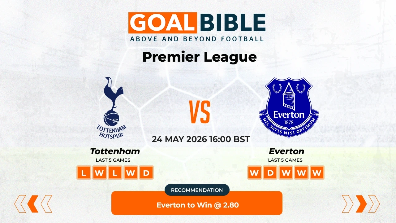 Tottenham vs Everton Premier League Best and Free Prediction Odds and Stats by GoalBible.