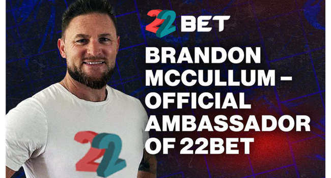 Brenden McCullum official Ambassador of 22bet Global
