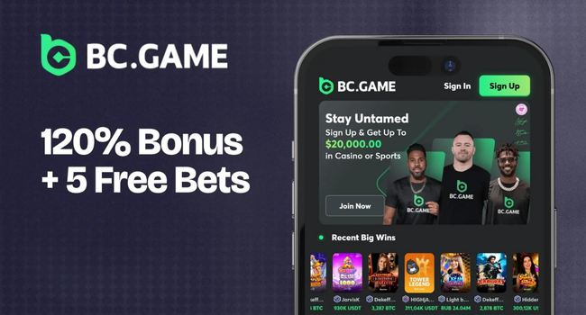 BC Game casino 120% welcome bonus
