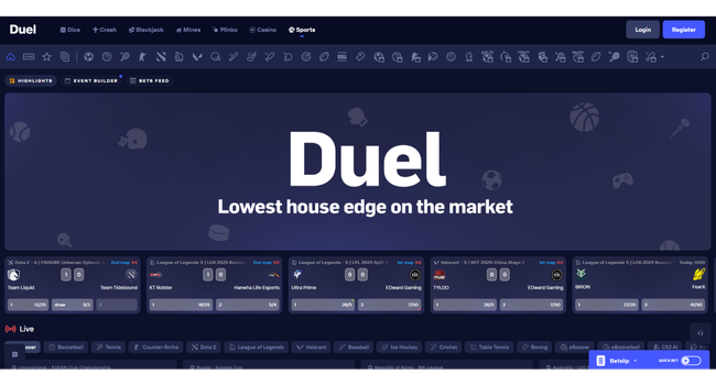 Duel Casino is official the lowest house edge on crypto sports betting market