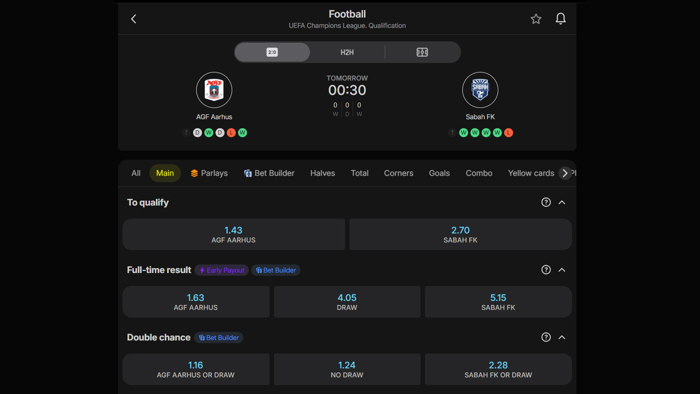 GR8 Tech will list out market that available for Bet Builder and early payout