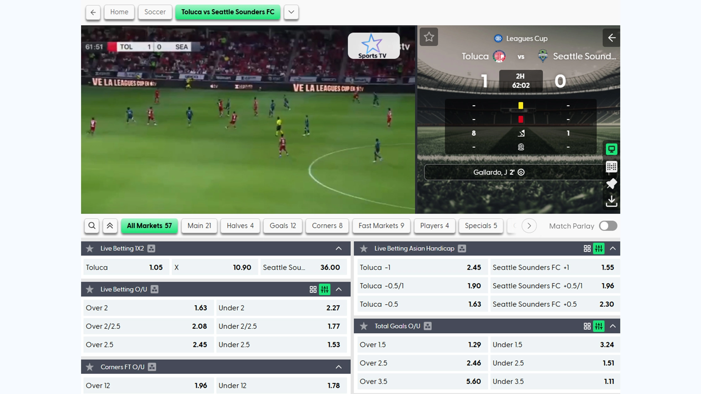 BTi live betting & streaming experience