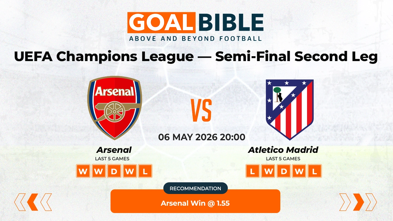 Arsenal vs Atletico Madrid Champions League Semi-Final Best and Free Prediction Odds and Stats by GoalBible.
