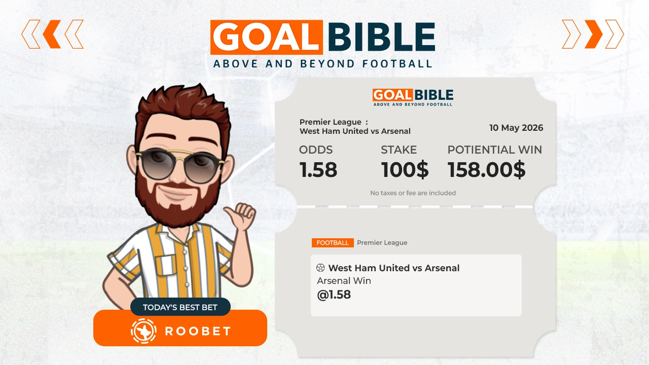 Premier League West Ham United vs Arsenal best & free betting tips with Roobet by GoalBible.