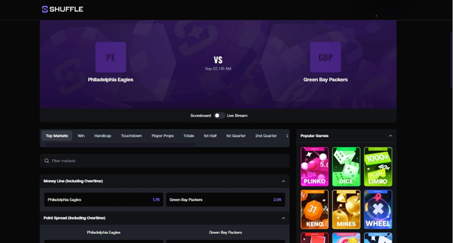 Shuffle com casino sports betting function and analysis from a punters